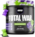 REDCON1 Total War Pre Workout, Sour Gummy Bear - Indeholder 320mg af koffein fra grøn te, Juniper & Beta Alanine - Pre Work Out with Amino Acids to Increase Pump, Energy + Endurance (30 Servere)