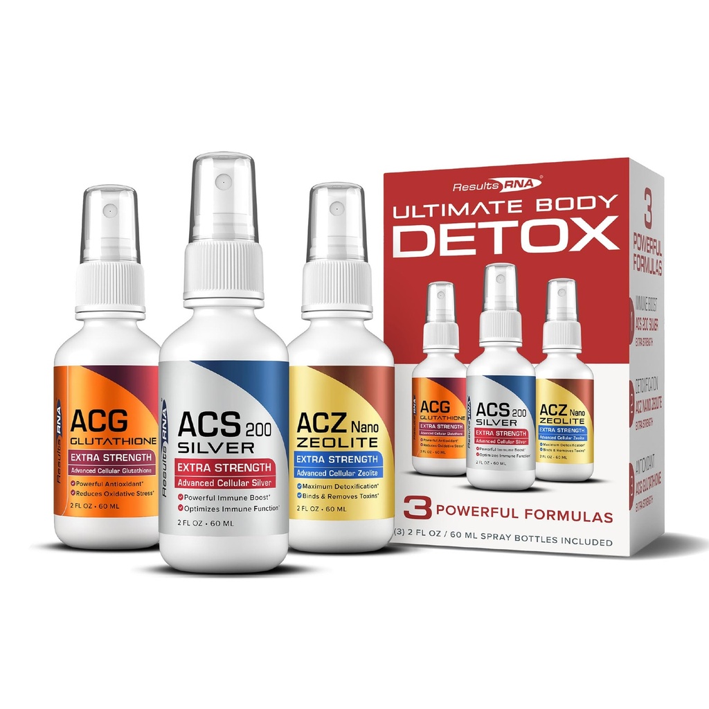 Resultater RNA - Ultimate Body Detox Extra Strength System - ACS 200 Sølv / ACZ Nano Zeolite / ACG Glutathion er klinisk (2 oz - 30 Servere - 2.000mg)