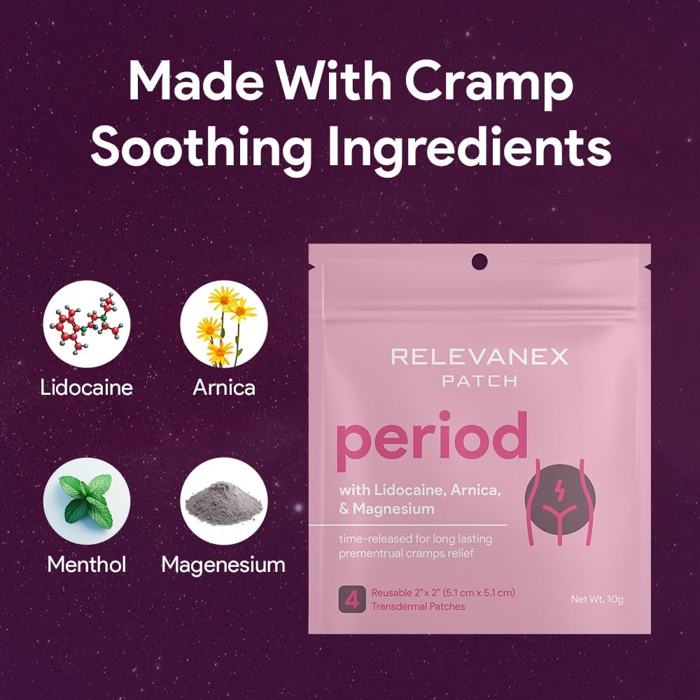 Relevenex Transdermal Patches for Women - Mentral Cycle Comfort & Support - Let & Praktisk - Designet til hverdagen Ease