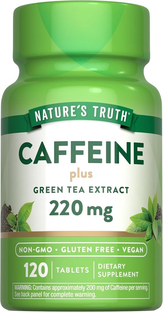 Nature 's Truth Koffein Pills against 124; 220mg against 124; 120 Greve Tea Extract 124; Vegan, Non- GMO & Gluten Free Supplement
