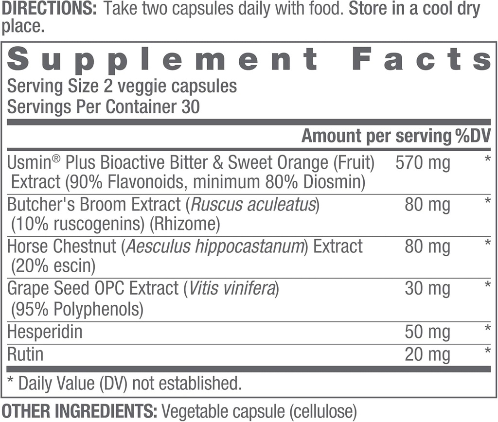 OMI Ben Nutrition - Understøtter sunde Veiner og blodcirkulation, Styrker blodkar, Diosmin, Horse Chestnut Extract, Hesperidin - 60 kapsler, 1-måned Supply