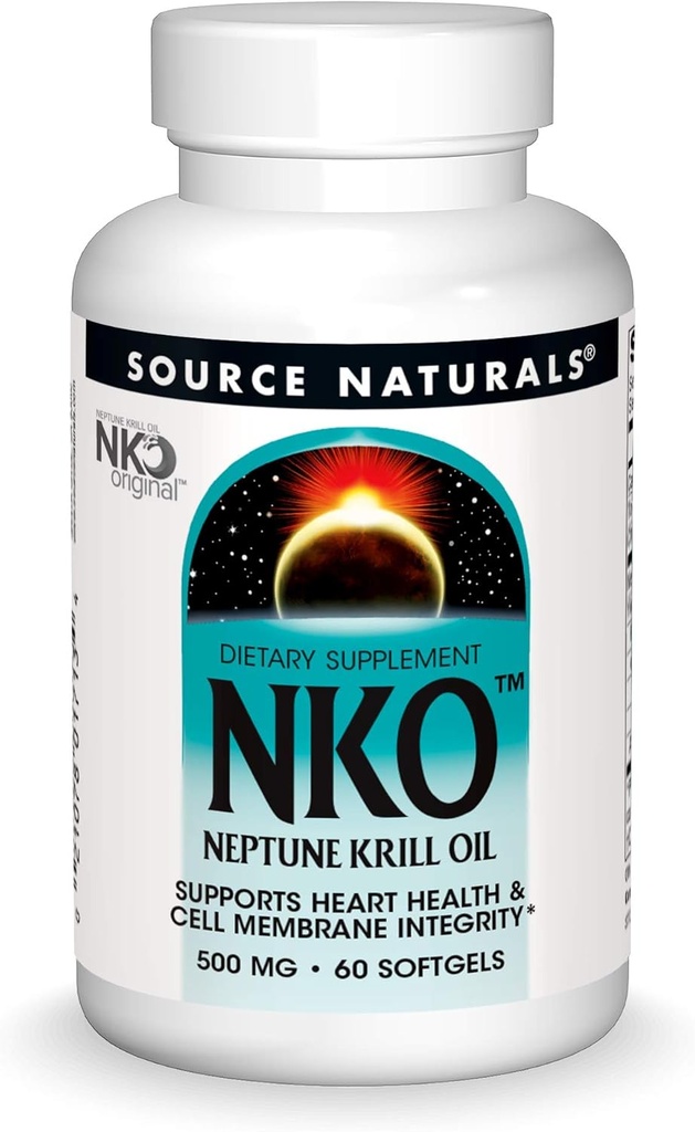Source Naturals NKO Neptune Krill Oil, Supports Heart Health & Cell Membrane Integrity* 500 Mg - 60 Softgels