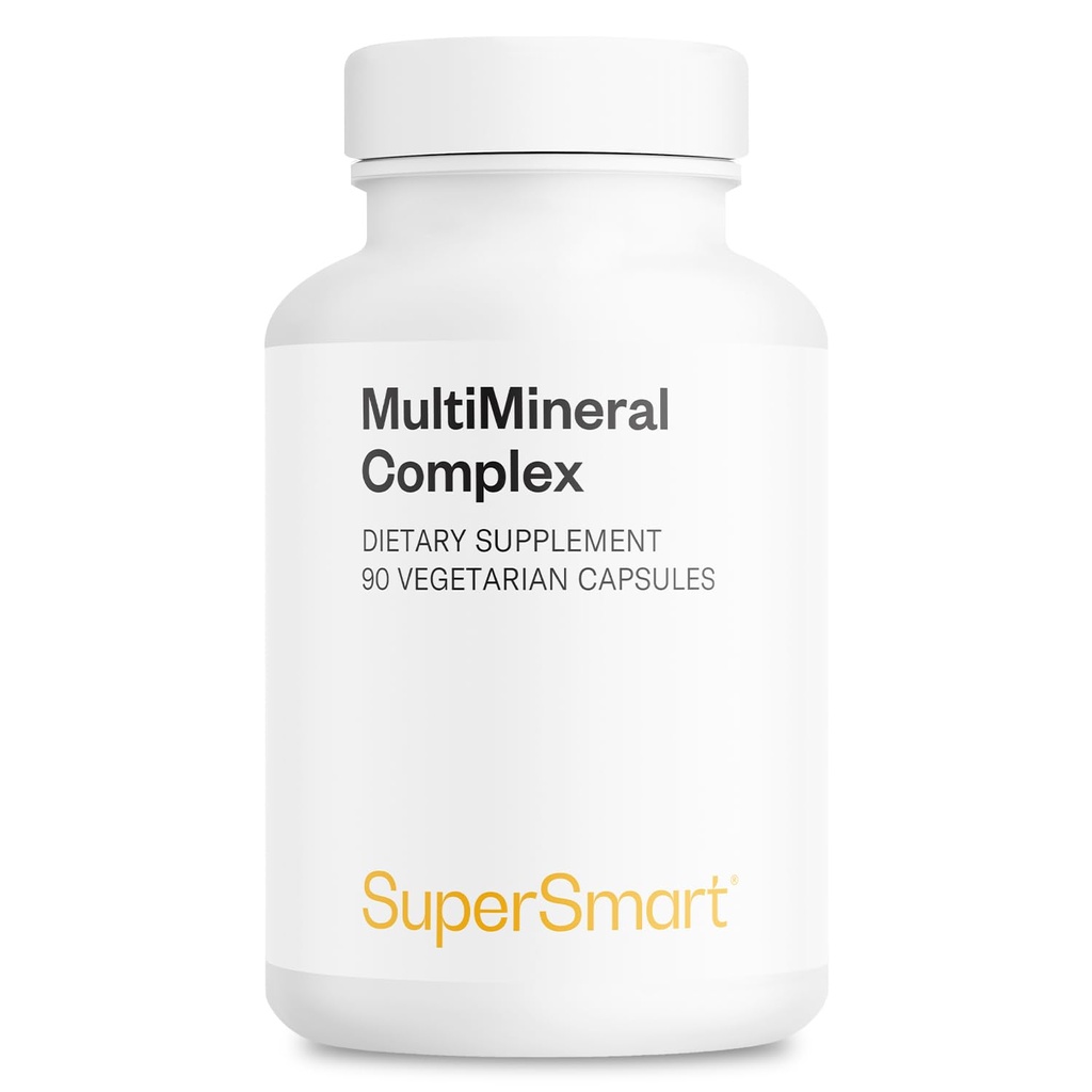 SuperSmart - Multimineral Complex Supplement (Full Spectrum) - med Magnesium, Zink, Bor, Calcium, Chrom, Selenium, Jod, Kalium; Non- GMO & Gluten Free - 90 Vegetariske kapsler