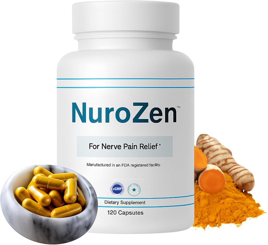 Nerve Support Supplement - 120 Capsules Measures 124; Powerful Blend of MSM, Alpha Lipoic Acid, B Vitamin & Gurkemeje til Support Nerve Sundhed, Funktion & Relief, Foreslåede 4 Kapsler en dag, GMP- Certified
