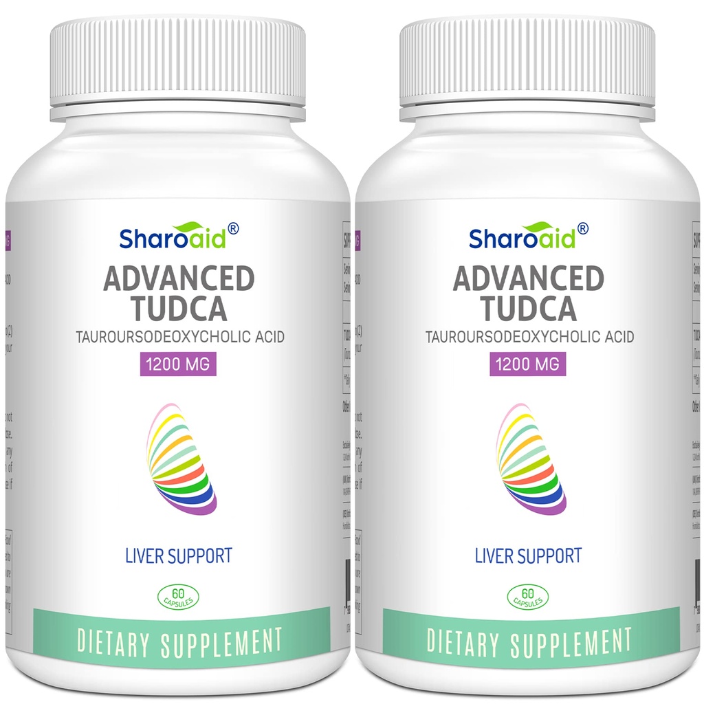 TUDCA leverstøtte Kosttilskud 1200 mg- Tredjeparts Tested- bile Salte til lever Afgift - Høj styrke Formula - Vegan kapsler til lever, Gallablære, Nyre sundhed, 2 Flaske- 120 kapsler