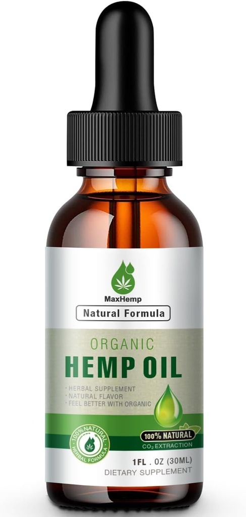 Hamp Oil Organic Premium - Maksimal styrke - 100% Natural Hamp Drops Tinktur - Hamp Olier med Vegan