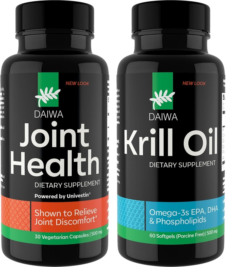 Daiwa Joint and Krill Oil Supplement Pack - Omega 3 Krill Oil Kapsler med urteblend, 2- in-1 Formel