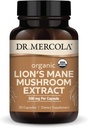 Dr. Mercola Organic Lions Mane Mushroom Extract, 30 Capsules 500 mg Organic Lions Mane, Non- GMO, Gluten Free, Soy Free