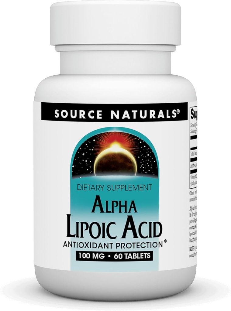 Source Naturals Alpha Lipoic Acid Understøtter sund sukkermetabolisme, leverfunktion og energidannelse * - 100 mg - 60 tabletter