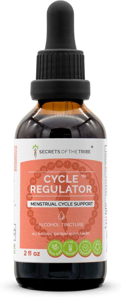 Secrets of the Tribe - Cycle Regulator, Herbal Supplement Blend Drops Alkohol Liquid Extract, Menstruel Cycle Support (2 fl oz)