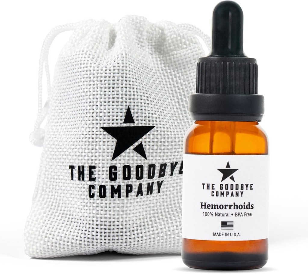 The Goodbye Company Organic Hæmorhoid Relief Serum - Natural Witch Hazel Treatment for Pain, Itch & Hævelse - Intern ekstern lindrende formel - Vegan, USA Made, 15ml