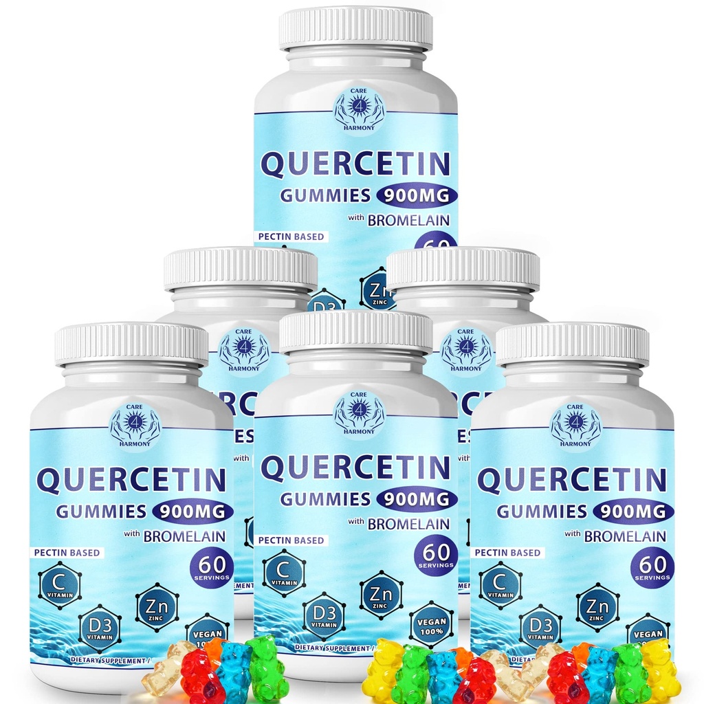 Quercetin Gummies - Quercetin med bromelain vitamin C + Zink vitamin D3 - Chewable Quercetin 900mg kosttilskud - Quercetin til børn og voksne (6)