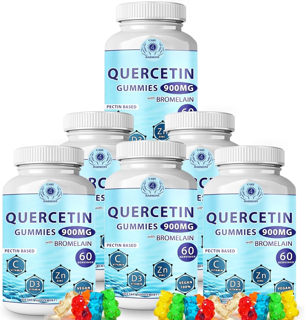 Quercetin Gummies - Quercetin med bromelain vitamin C + Zink vitamin D3 - Chewable Quercetin 900mg kosttilskud - Quercetin til børn og voksne (6)