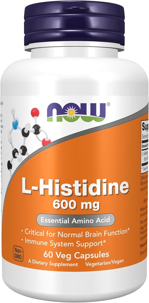 NU Kosttilskud, L- histidin 600 mg, essentiel aminosyre, kritisk for normal hjernefunktion *, immunsystem support *, 60 Veg kapsler