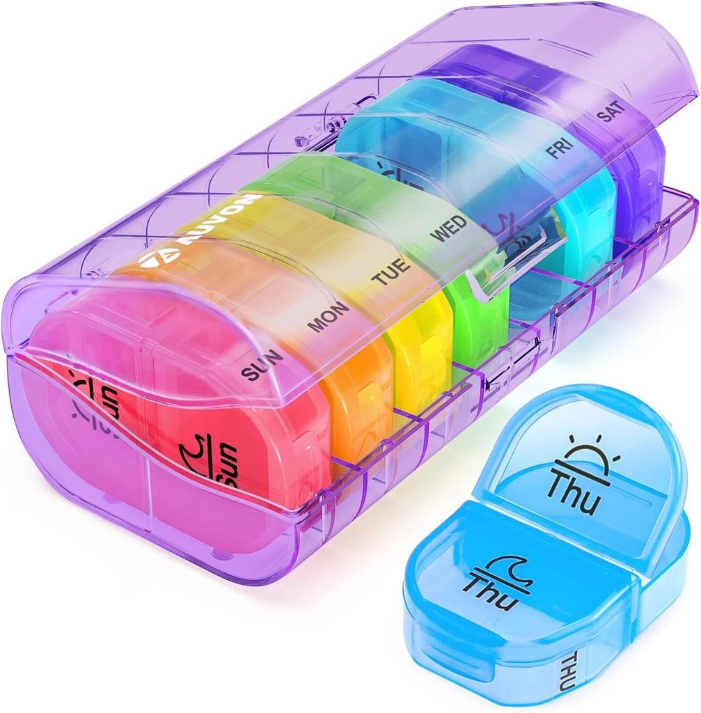 AUVON Pill Box 2 gange om dagen, Ugentlig Pill Organizer AM PM med 7 daglige lomme sag til at holde vitamin, medicin, medicin, og supplement