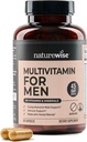 NatureWise Multivitamin til mænd - Daglig mandlige støtte - Mineraler & urter for energi, ydeevne, immunitet - med vitamin A, C, D, B- Complex - Soy & Gluten- Gratis, Non- GMO - 90 kapsler [45-Day Supply]