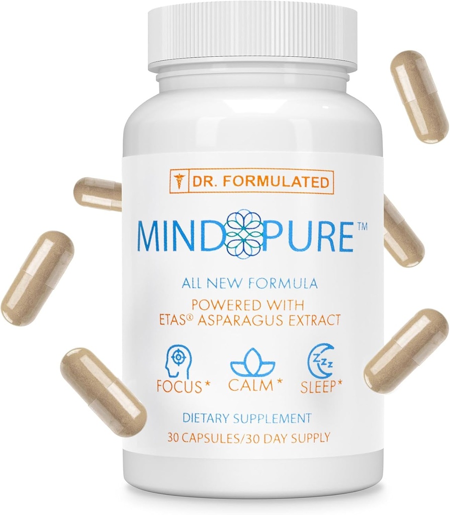 Fokus supplement til mental wellness, hjerne kosttilskud til hukommelse og fokus, søvn supplement til mænd og kvinder, beriget med ETAS, thiamin, B12 & mere, 30 kapsler / 30-dag forsyning...