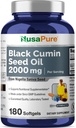 NusaPure Black Seed Oil 2000mg per servering - 180 Softgel Caps (Non-GMO, Gluten- Free) Cold- Pressed Nigella Sativa