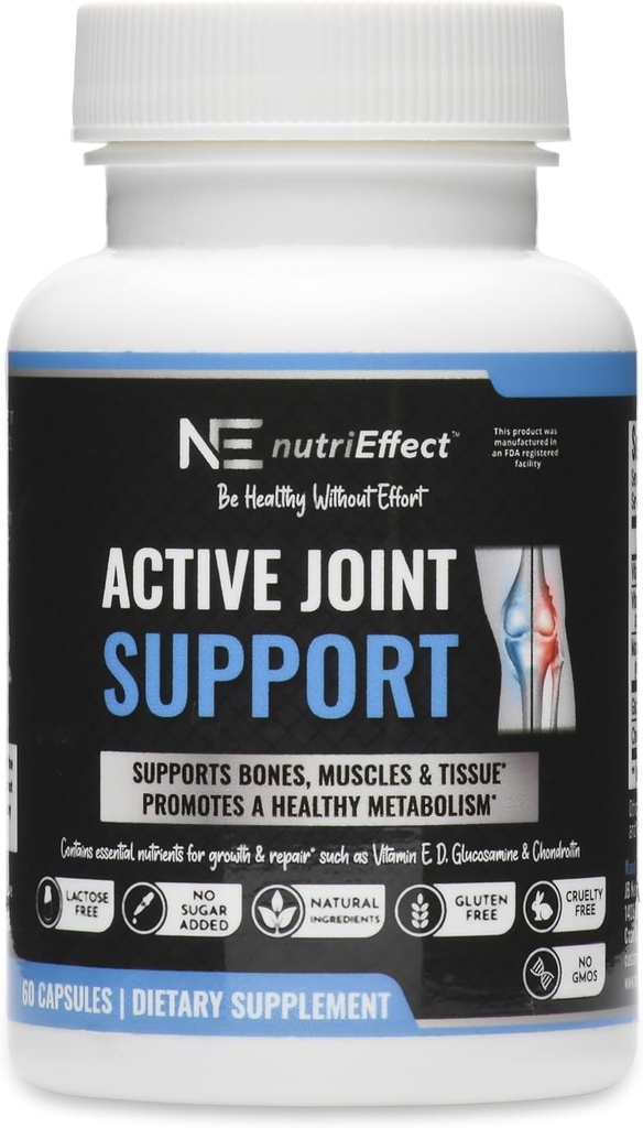 Active Joint Support Supplements | Supports Bones, Muscles & Tissue | Promotes a Healthy Metabolism | Natural Ingredients - Essential Nutrients for Growth & Repair | 60 Count