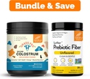 Sandhu 's Pure Bovine Colostrum Powder supplement til mennesker 30 Servering & Prebiotic Fiber supplement pulver Budd124; Understøtter immunforsvar, Gut, fordøjelsesbesvær og kolon sundhed