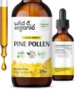 Wild & Organic Pine Pollen Tinktur - Antioxidant & immunforsvar - Pine Pollen Extract Drops - Vegan, Sukker & Alkohol- Free Liquid Supplement - 2 fl oz