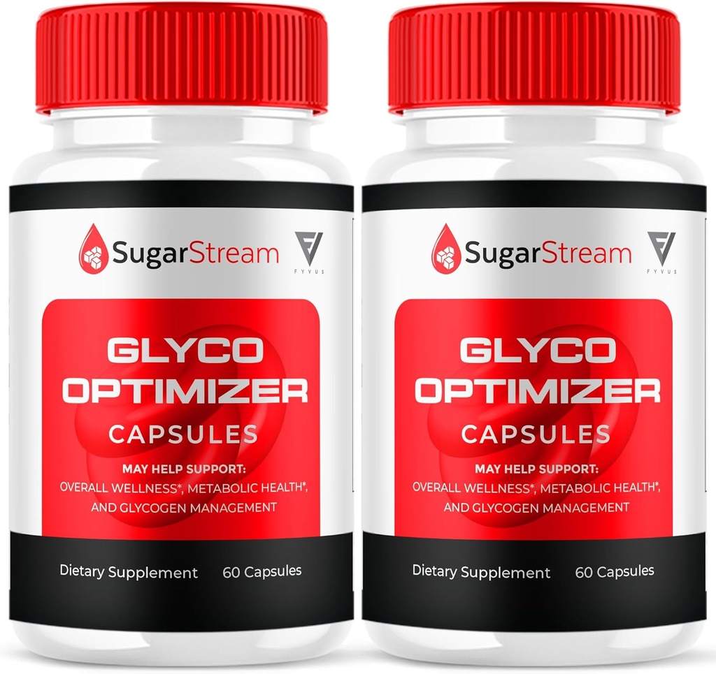 (2 Pack) Sukker Stream Glyco Optimizer Kapsler, SugarStream Advanced Glyco Optimizer og Blood Support, Sukker Stream Maksimal styrke Glycogen Support Multivitamin Formel (120 Kapsler)