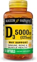 MASON NATURAL Vitamin D3 125 mcg (5000 IE), Supports Bone, Muscle & immun Health, fra Fish Lever Oil, 50 Softgels, Pack of 3