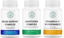 Vitality & Mind Wellness Trio Bundle - Brain Support Complex, Adaptogen Complex, og Vitamin D3 + K2