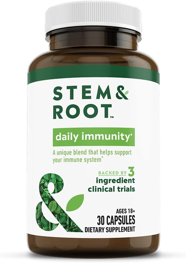 Stem & Root Daily Immunity Herbal Supplement with Zinc, & BeniCaros - Supports a Healthy Immune System - Powered by Plants, 30 Pack
