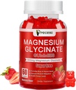 Magnesium Glycinat Gummies 600mg, Sukker fri Magnesium Gummies for voksne, Høj Absorption Magnesium tillæg for stress & muskel Relief & nerve sundhed, Non- GMO, Gluten Free, Vegan, 60 Greve