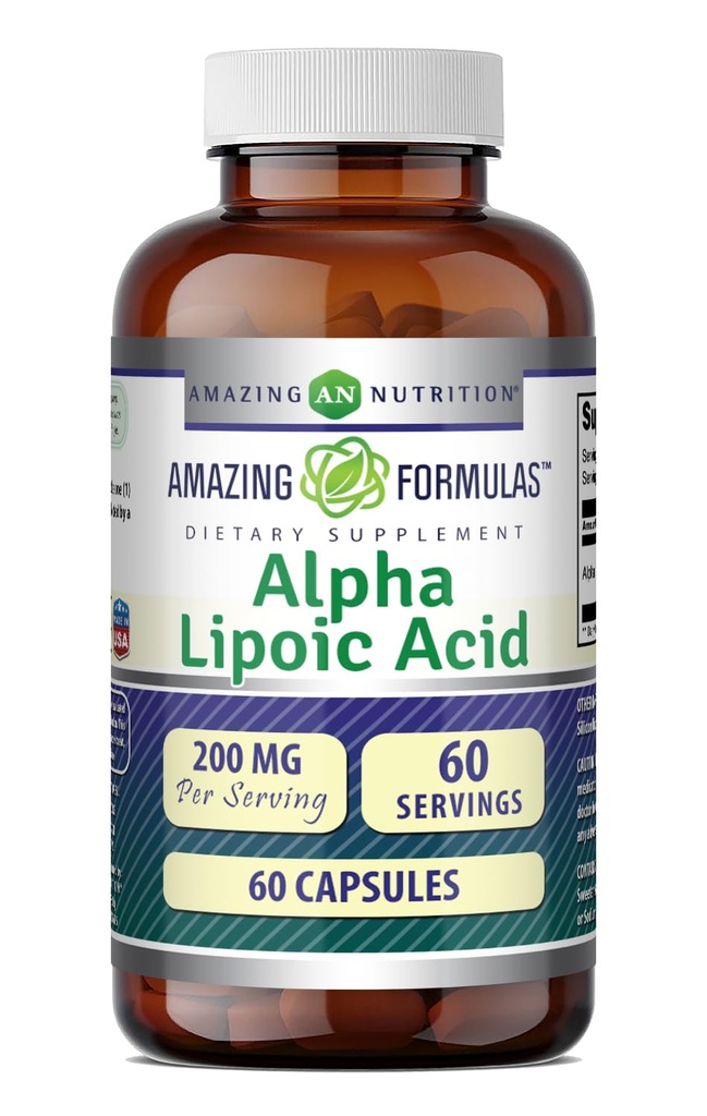 Amazing Formulas Alpha Lipoic Acid MSD 124; 200 Mg Supplement MSD 124; Kapsler MSD 124; Non- GMO MSD 124; Gluten- Free MSD 124; Made in USA (1 Pack, 60)