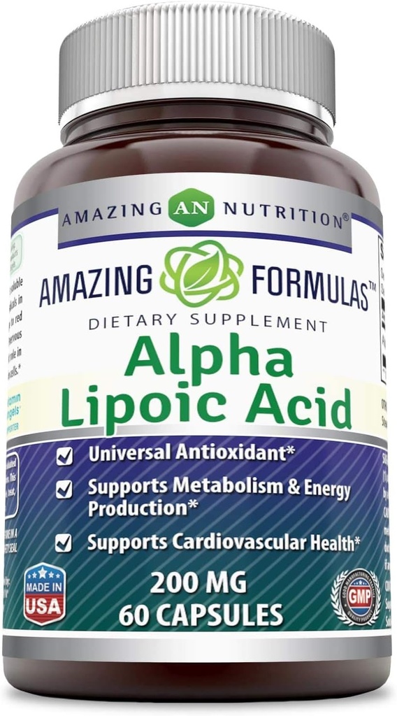 Amazing Formulas Alpha Lipoic Acid MSD 124; 200 Mg Supplement MSD 124; Kapsler MSD 124; Non- GMO MSD 124; Gluten- Free MSD 124; Made in USA (1 Pack, 60)