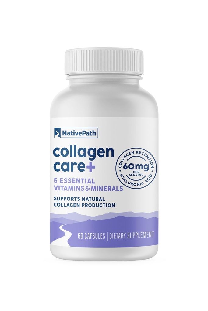 NativePath Collagen Care +, 5 Vitamin Blend med Hyaluronsyre og Boron, der understøtter Collagen for mænd og kvinder, 60 kapsler