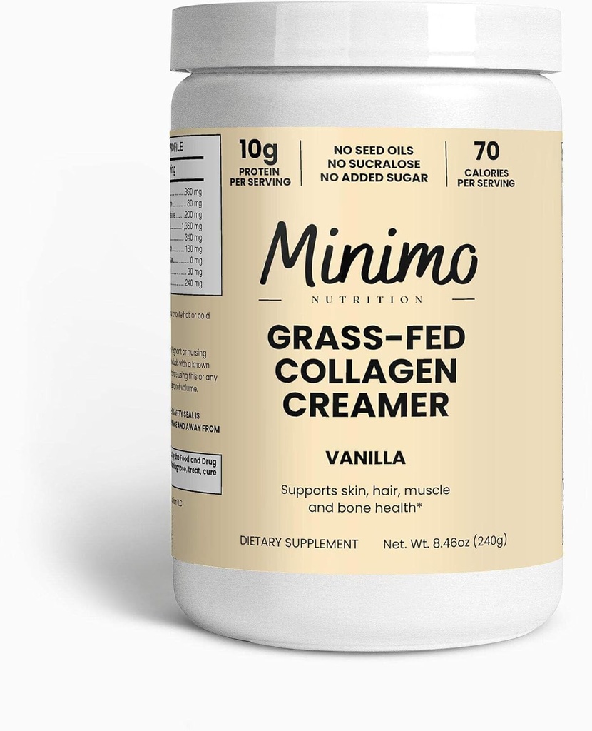 Grass- Fed Collagen Creamer, Vanilla, 10g af Grass- Fed Collagen, Ingen frø olier eller tilsat sukker - hår, hud, negle, & fælles støtte, 8.5 oz.