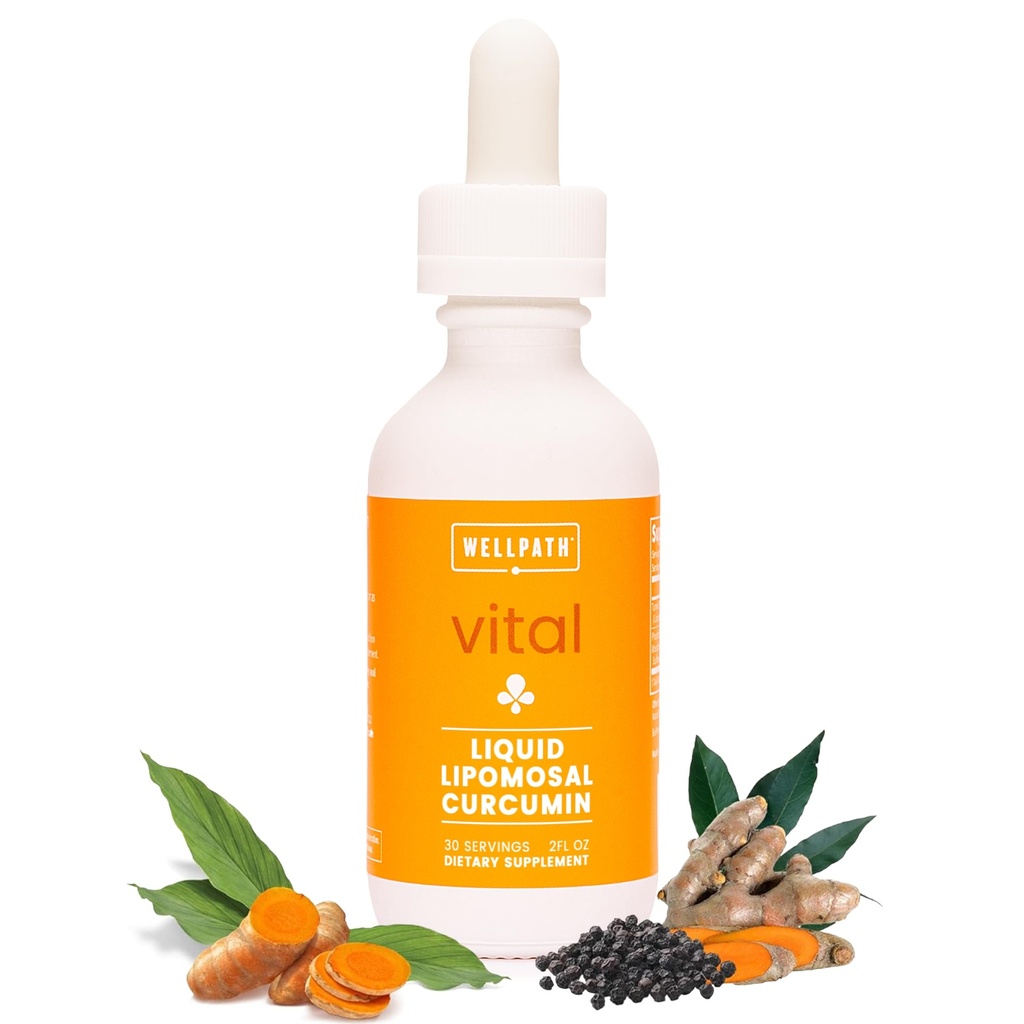 WellPath Liposomal Curcumin Supplement Note 124; Flydende gurkemeje dråber med Black Pepper Extract