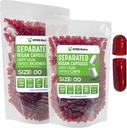 XPRS Nutra Vegan Størrelse 00 Separated Kapsler - 1000 Greve Premium Tomme Kapsler Separeret i sække - 00 Piller Tomme for DIY Supplement Fyldning (Clear Red)