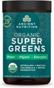 Ancient Nutrition Super Green Powder, Organic Superfood Powder med Probiotika Lavet med Spirulina, Chlorella, Matcha, og fordøjelige enzymer, 25 Servere, 7.05oz