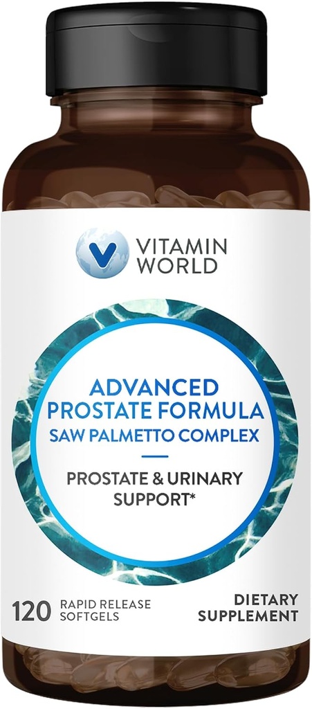 Vitamin World Advanced Prostate Formel Saw Palmetto Complex 120 Softgels, Understøtter Prostate Sundhed, Urinary Health, Rapid- Release, Gluten Free