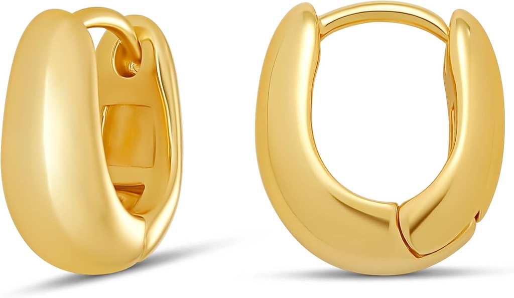 Essentials 14K Guld eller Sterling Sølv belagt Teardrop Huggie Hoop 12mm