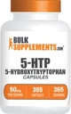 Bulkaddiments.com 5- HTP kapsler - 5- Hydroxytryptophan, 5- HTP 50mg - 5 HTP supplement for well- being - Amino Acid & Gluten Free, 1 Capsule per serving, 365 kapsler (pakning med 1)