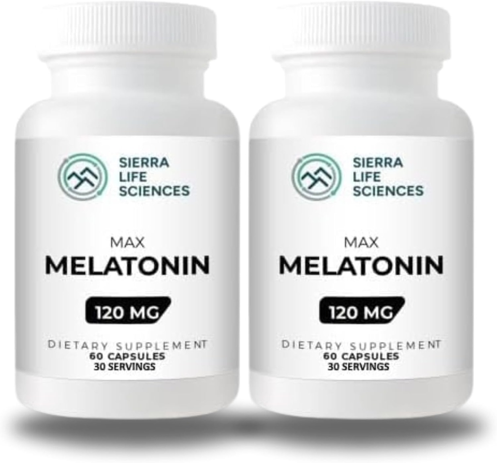 120 mg høj dosis Melatonin Max i Easy- to- synke kapsler - 30 Servering (pakke med 2)