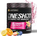 Oneshot Pre Workout Pulver til mænd og kvinder - BCAAS Aminosyrer Supplement pulver, 200mg Koffein, Beta alanine pulver, Citrullin Malat Preworkout Powder - Frugt Punch - 30 Servering