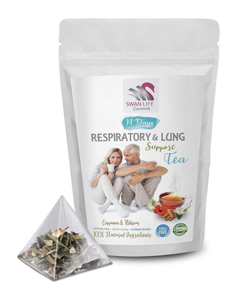 Pebermynte te - RESPIRATORY OG LUNG SUPPORT TEA 14 Dage - astragalus membranaceus rod, kanel, Hibiscus, Marshmallow Root, økologisk urtete, lunge support urter, immun te - 1Pack 14 poser