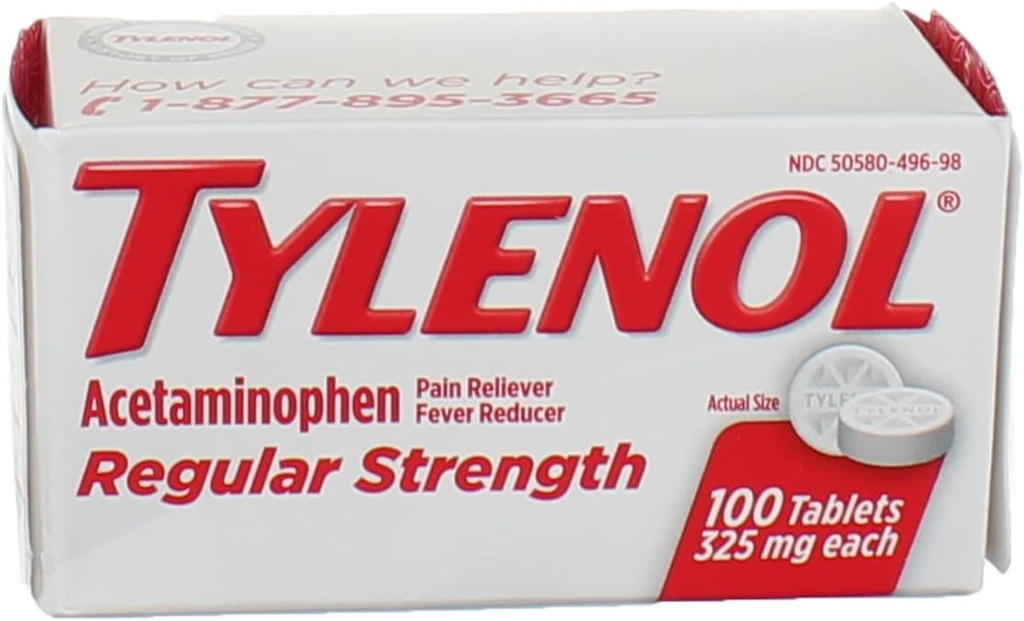 Tylenol Reg Strngth 100S Størrelse 100ct Tylenol 325 Mg Regelmæssig Strength Pain Reliever