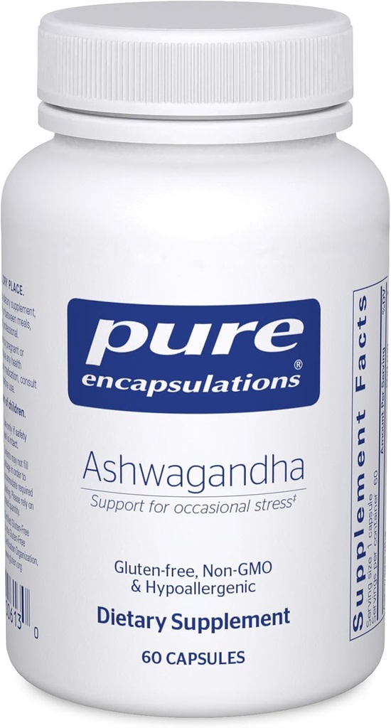 Pure Encapsulations Ashwagandha - 500 mg Ashwagandha Extract - Metabolism & Stress Support - Immune Support - GMO Free & Vegan - 60 Capsules