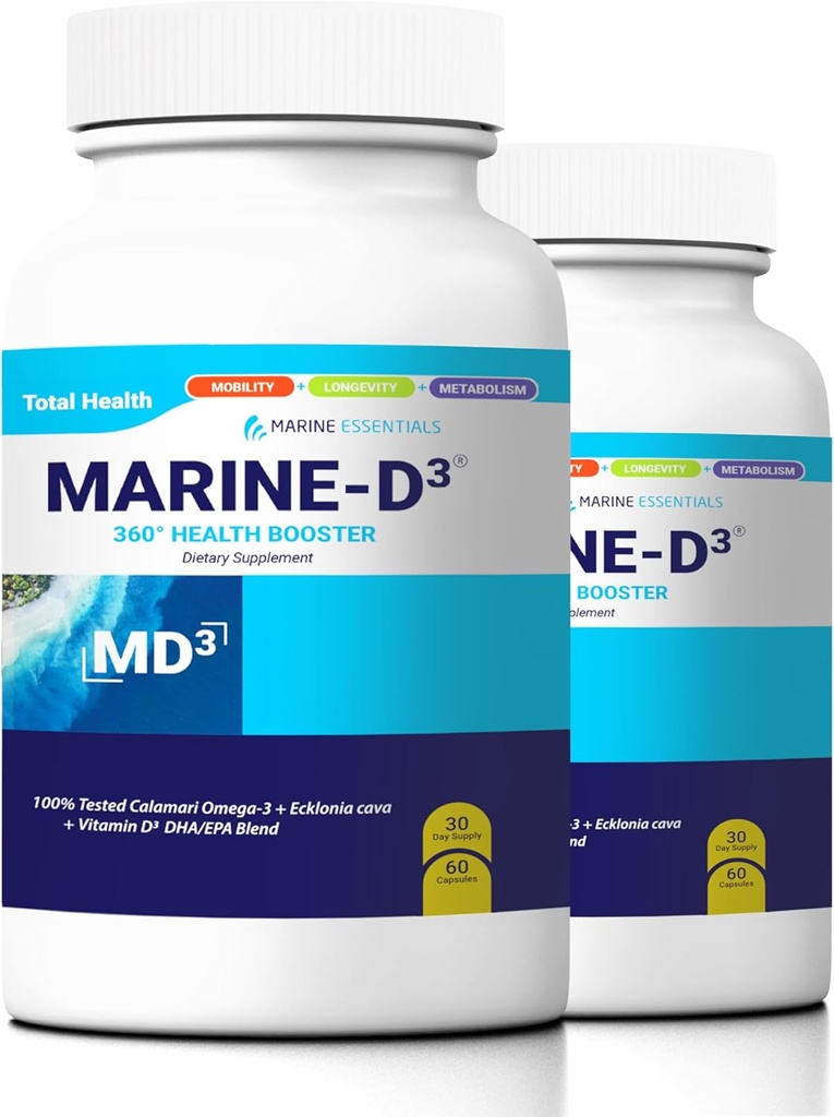 Marine Essentials - Marine D3 Omega 3 Calamari Ecklonia Cava DHA (2 flasker - 120 kapsler)