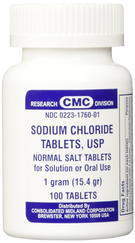 Natriumchlorid tabletter 1 Gm, USP normale salttabletter - 100 tabletter