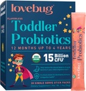 Lovebug Kids Probiotiske Pulver med Prebiotic Fiber - Toddler Immunity Support & Forstoppelse Relief - USDA Organic Probiotika til Childrens Gut & fordøjelsessygdomme (Age 1-4) - 30 Pack (Ikke aromatiseret)