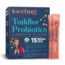 Lovebug Kids Probiotiske Pulver med Prebiotic Fiber - Toddler Immunity Support & Forstoppelse Relief - USDA Organic Probiotika til Childrens Gut & fordøjelsessygdomme (Age 1-4) - 30 Pack (Ikke aromatiseret)