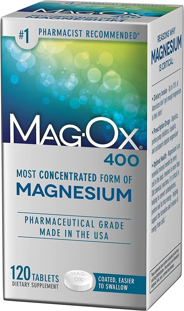 Mag- Ox 400 tabletter, 120 faneblade af Magox (pakke med 3)